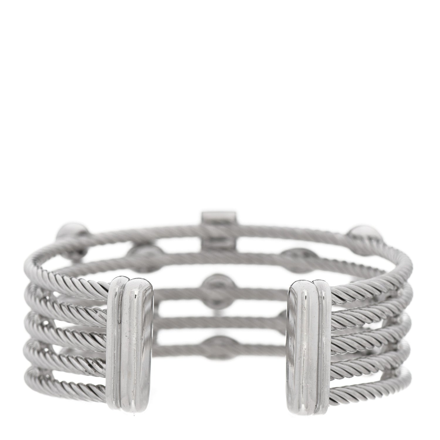 David Yurman Sterling Silver Diamond Five Row Confetti Cuff Bracelet 2 of 4