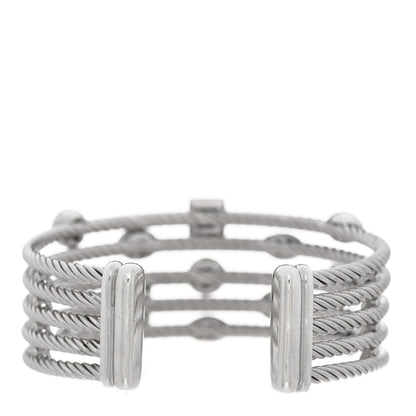 David Yurman Sterling Silver Diamond Five Row Confetti Cuff Bracelet 2 of 4