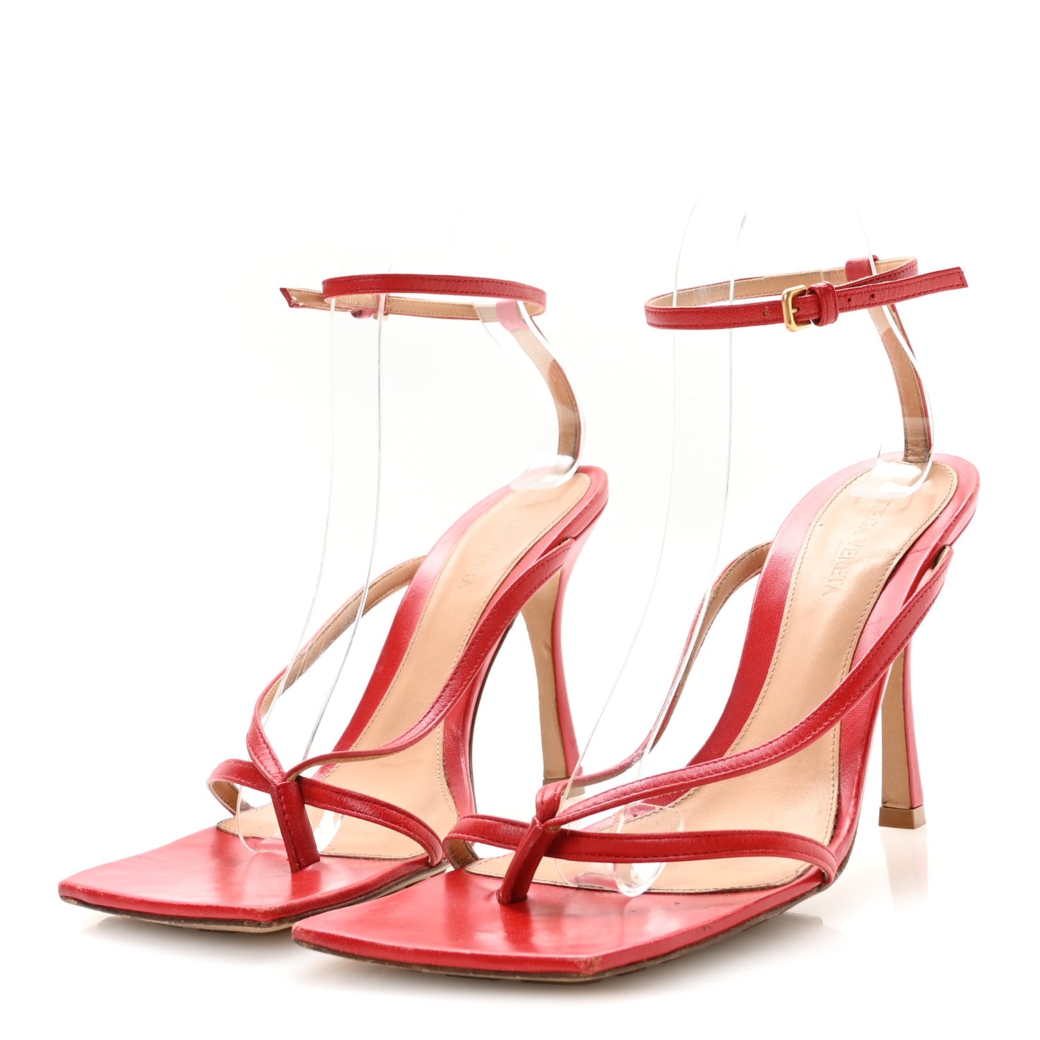 Bottega Veneta Lambskin Stretch Multi Strap 90mm Sandals 40 Tomato 4 of 7
