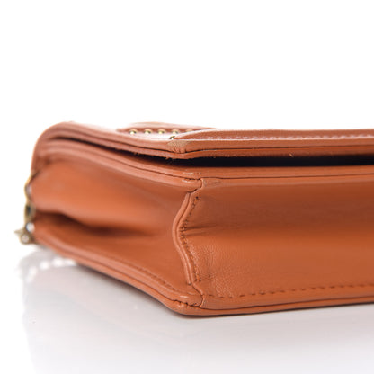 Christian Dior Calfskin Studded Diorama Top Handle Wallet on Chain Pouch Orange 10 of 14