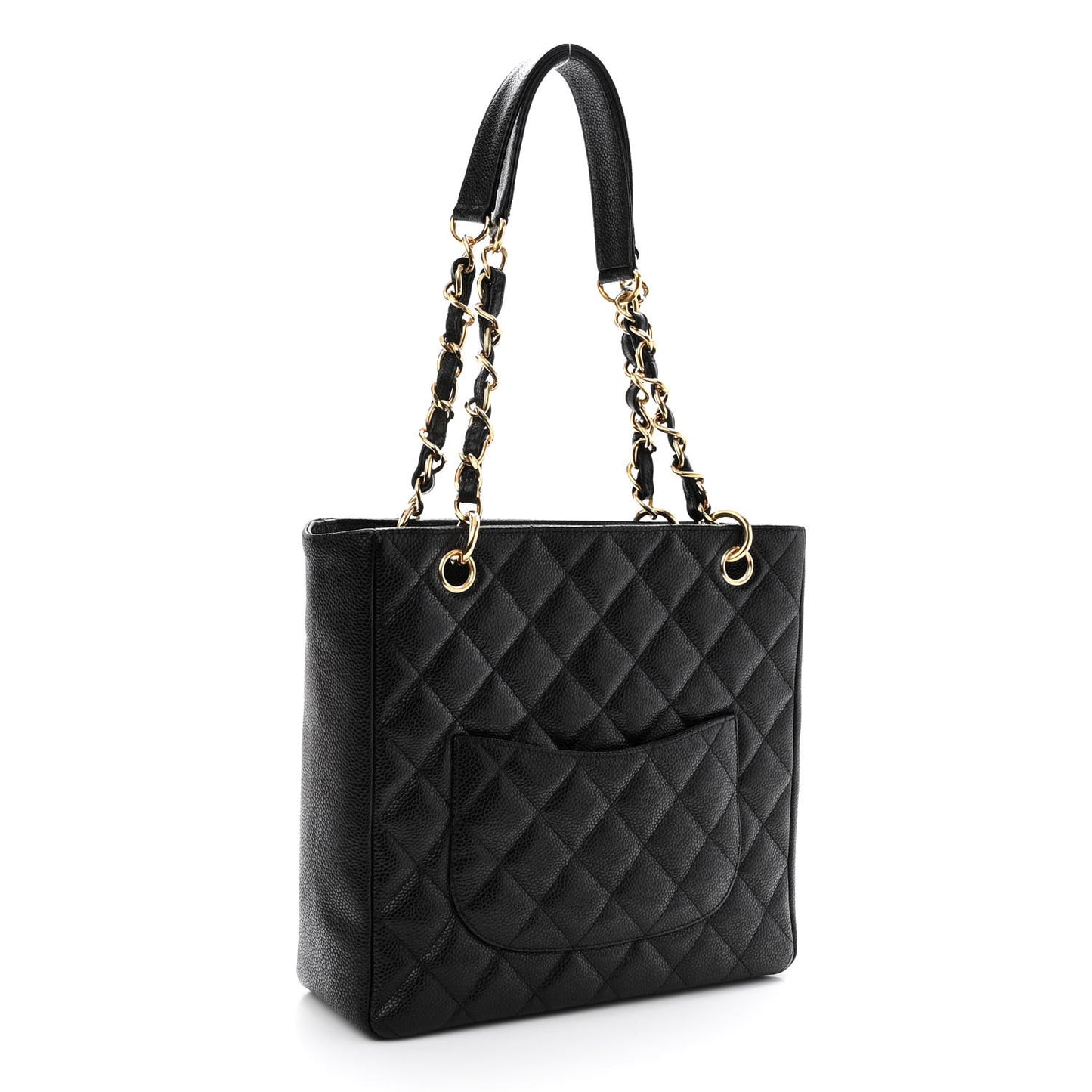Caviar Quilted Petit Shopping Tote PST Black