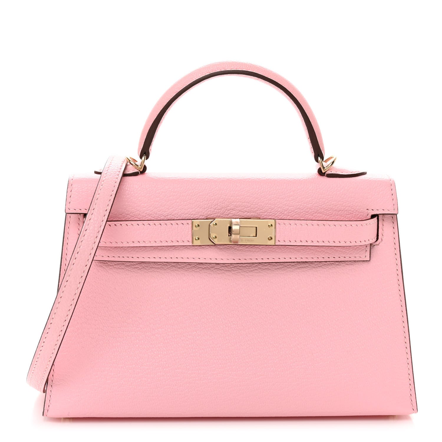 Hermes Chevre Mysore Horseshoe Mini Kelly Sellier 20 Rose Sakura Gris Perle 1 of 9