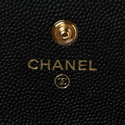 Chanel Caviar Quilted Enamel Coco Casino Flap Card Holder Wallet Black 6 of 9