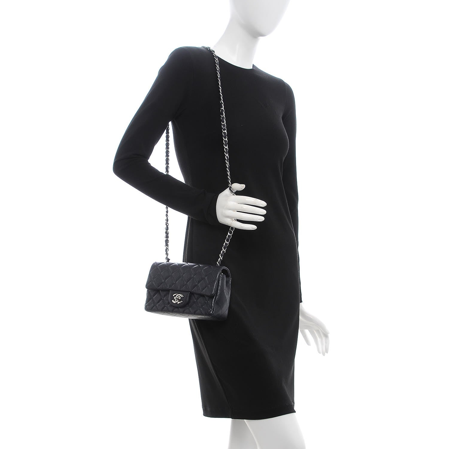 Chanel Caviar Quilted Mini Rectangular Flap Navy 2 of 7