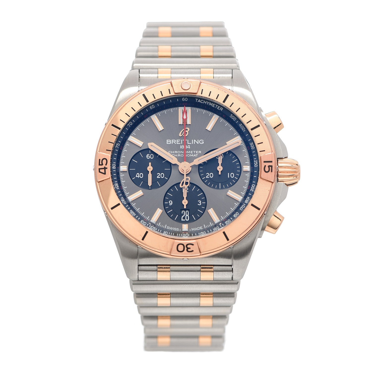 Breitling Stainless Steel 18K Rose Gold 42mm Chronomat B01 Automatic Watch Grey UB0134 1 of 6
