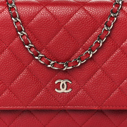 Chanel Caviar Quilted Wallet On Chain WOC Red 8 of 10