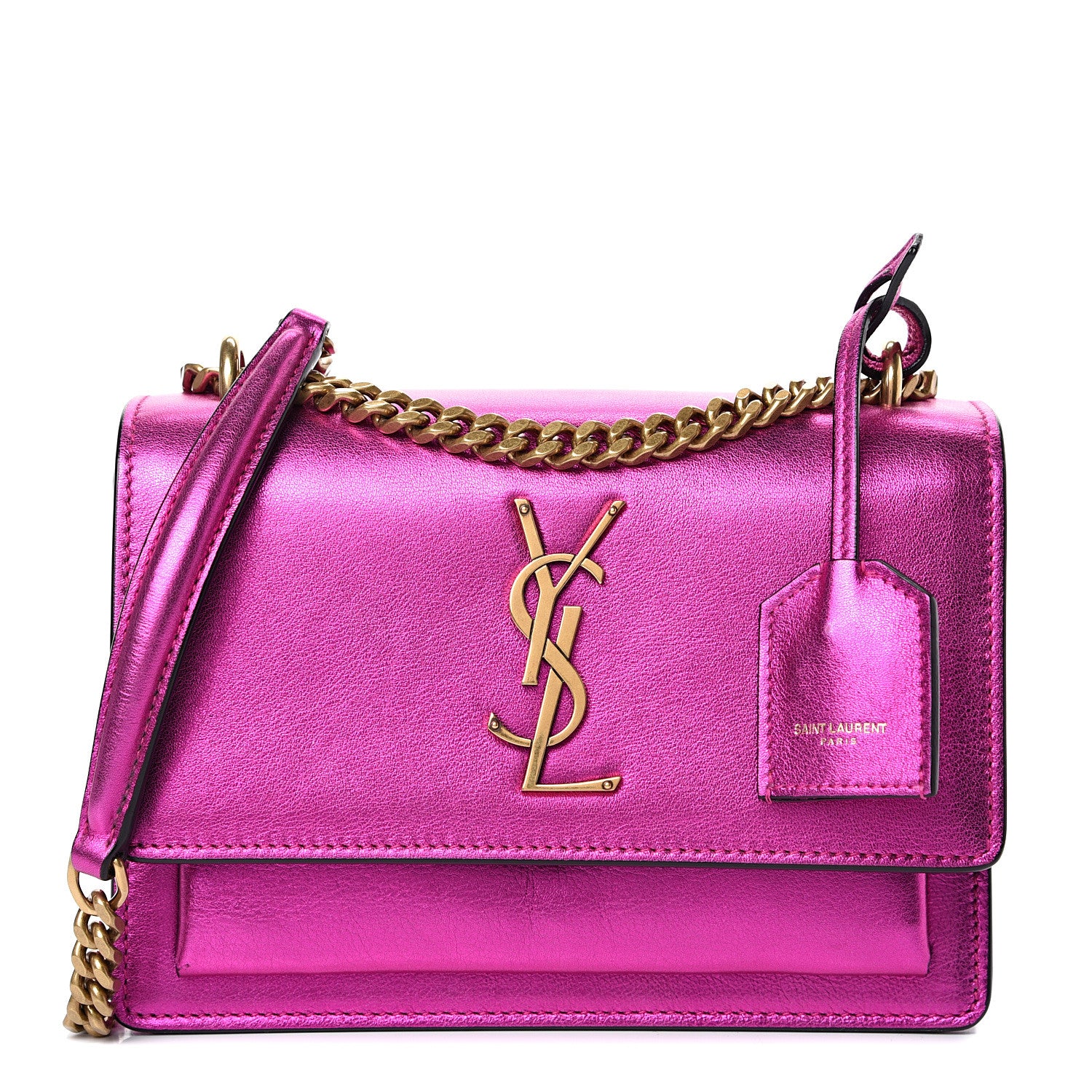 Saint Laurent Metallic Calfskin Small Monogram Sunset Fuchsia 1 of 12