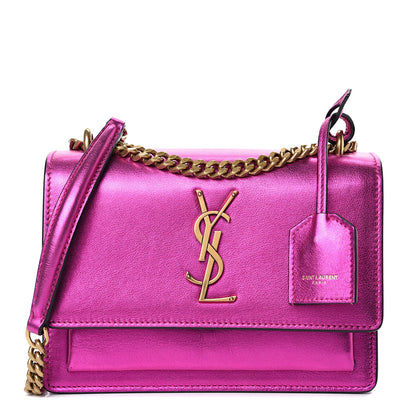 Saint Laurent Metallic Calfskin Small Monogram Sunset Fuchsia 1 of 12