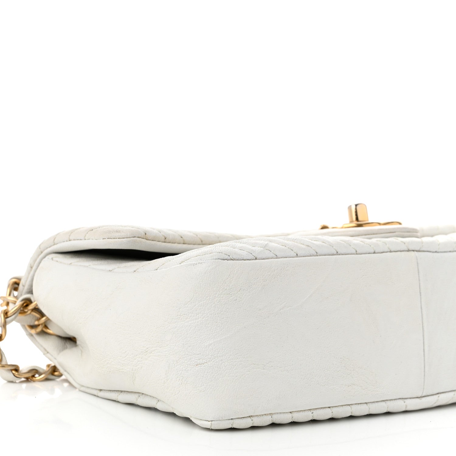 Chanel Calfskin Surpique Chevron Small Flap White 9 of 10
