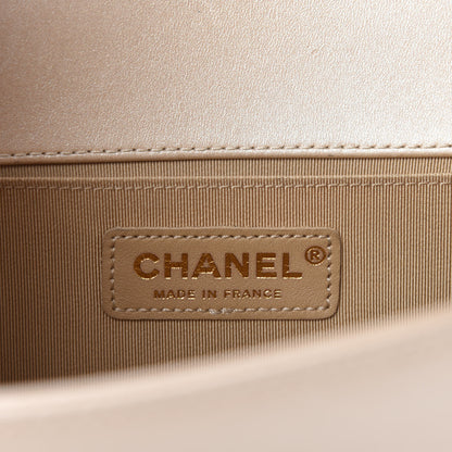 Chanel Metallic Calfskin Braided Medium Boy Flap Beige Multicolor 8 of 10