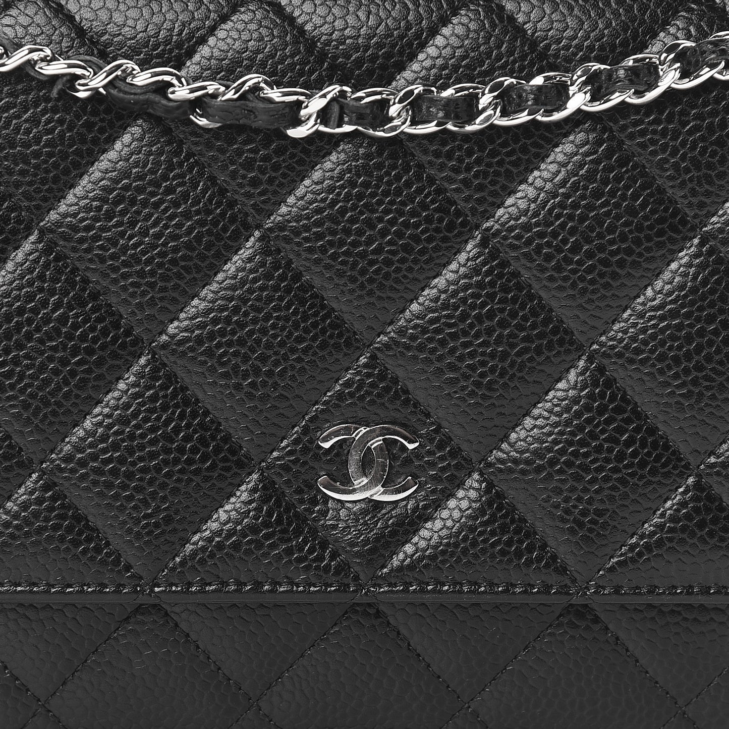 Caviar Quilted Wallet On Chain WOC Black