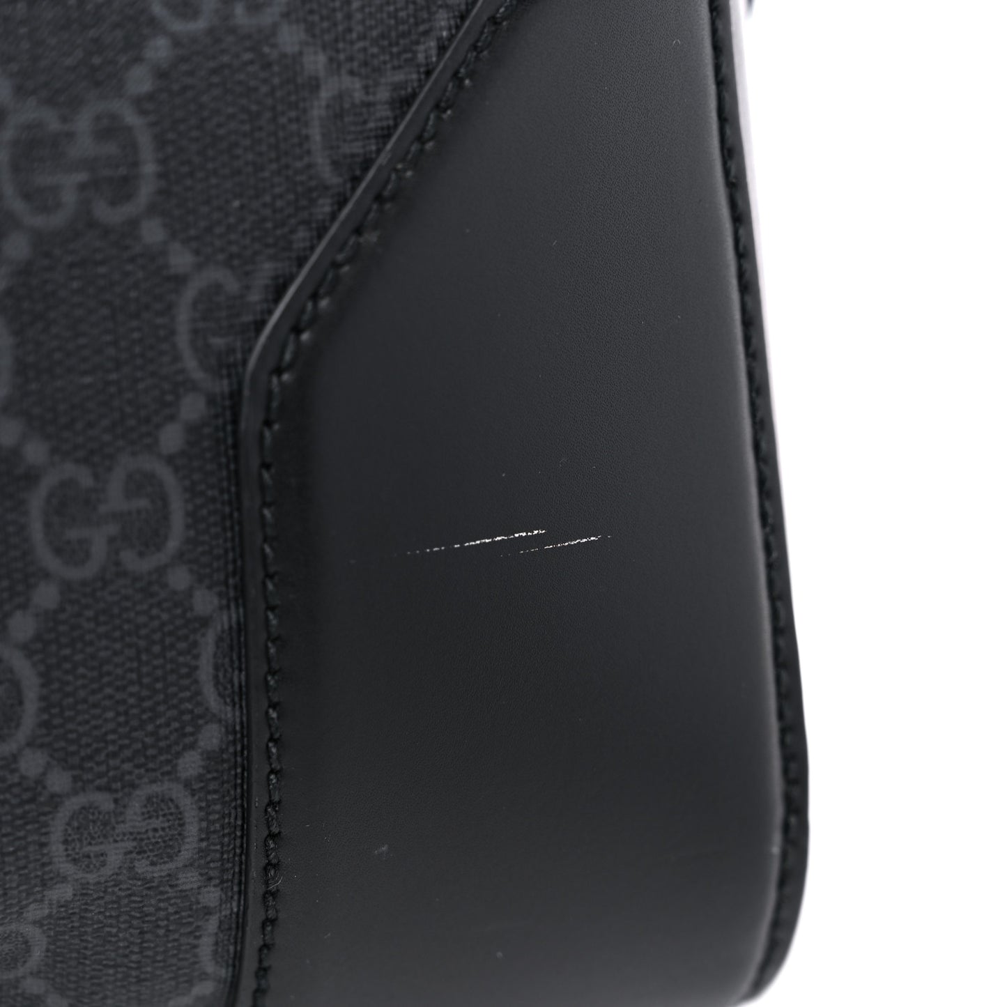 Soft GG Supreme Monogram Appia Calfskin Web Large Carry On Duffle Bag Black Grey