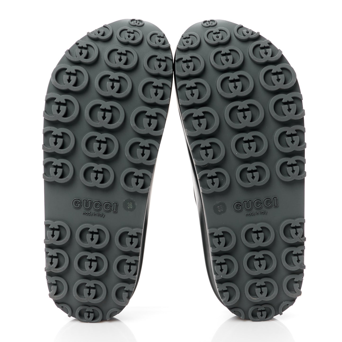 Soft Rubber Womens Interlocking G Platform 42mm Slide Sandals 38 Black