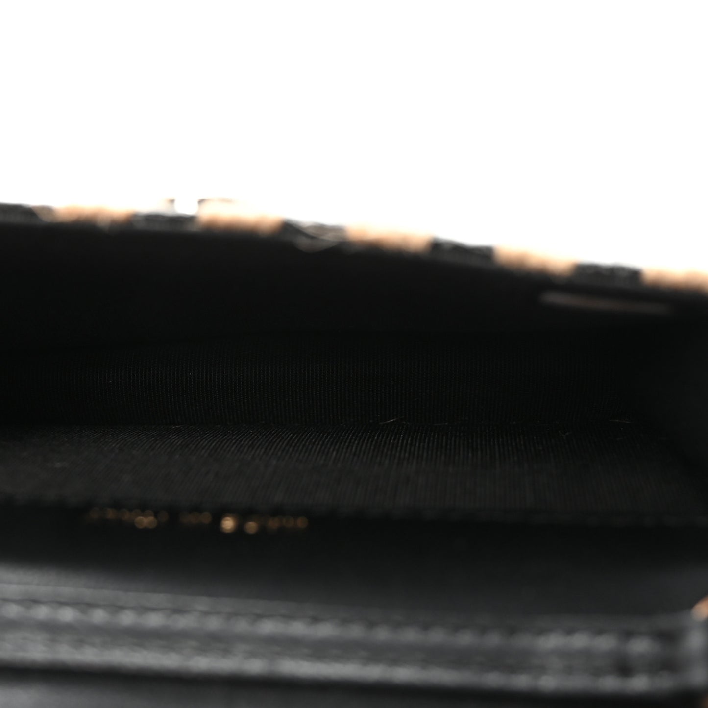 Raffia Jute Striped Belt Bag Black Beige