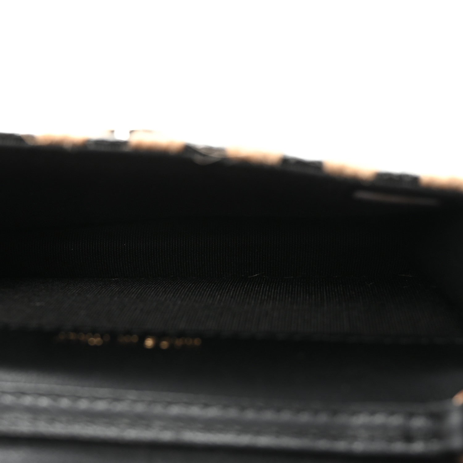 Chanel Raffia Jute Striped Belt Bag Black Beige 5 of 12