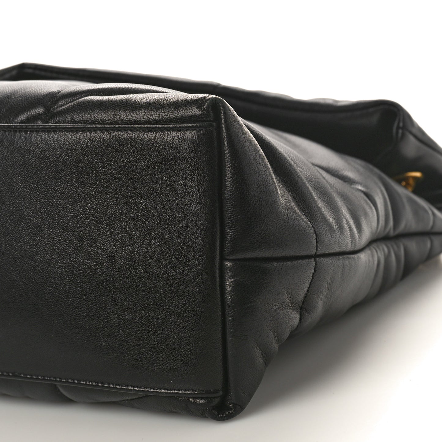 Lambskin Quilted Medium Loulou Puffer Monogram Chain Satchel Black