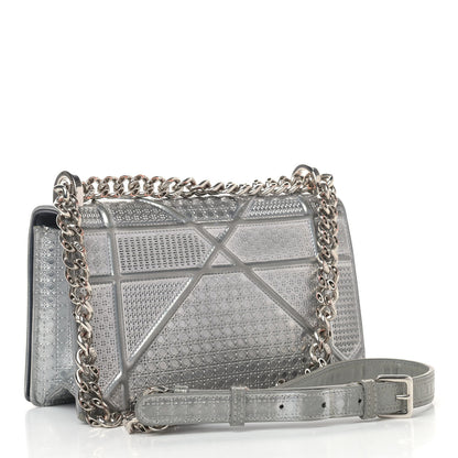 Christian Dior Metallic Patent Micro-Cannage Medium Diorama Flap Bag Silver 3 of 16