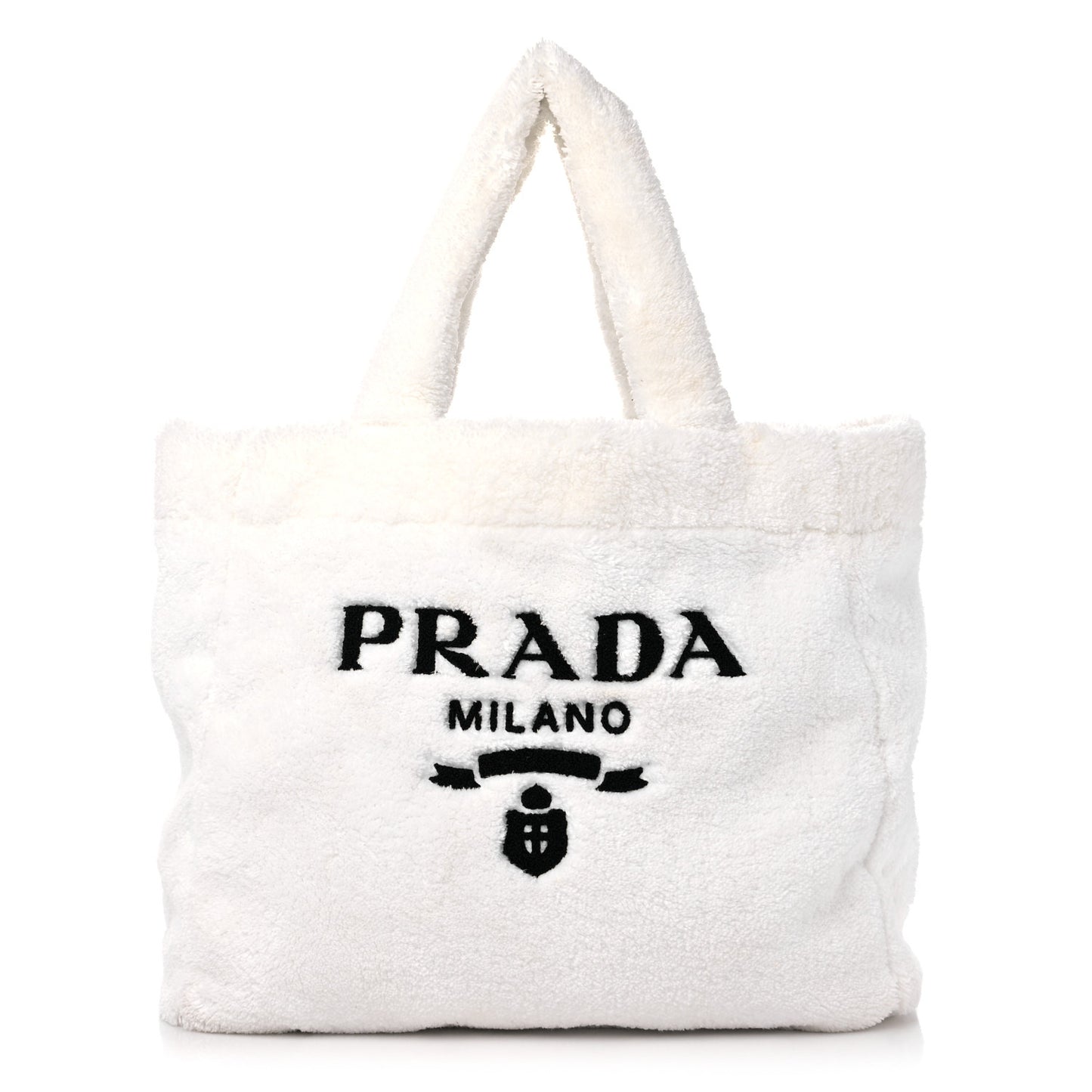 Terry Cloth Tote Bag White Black