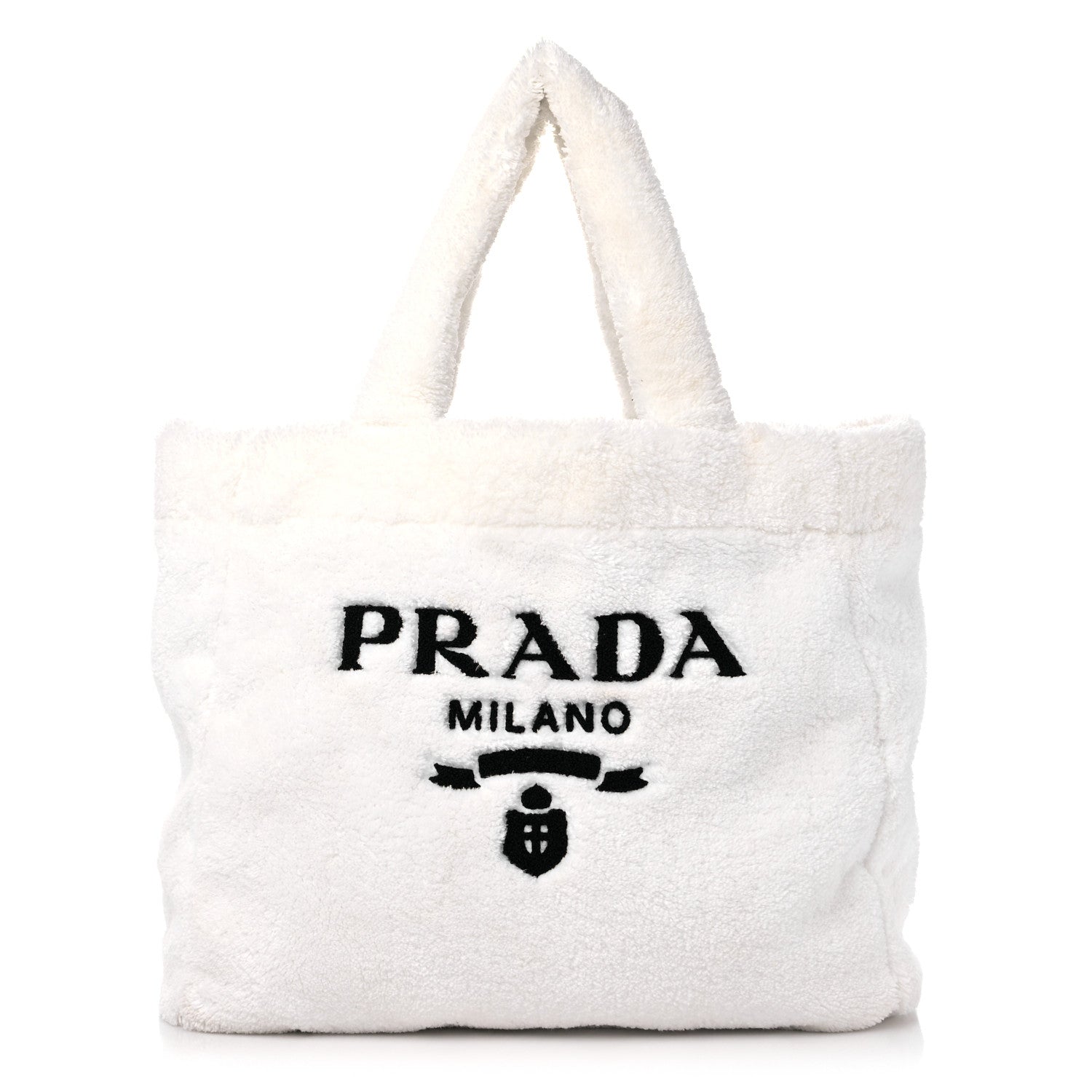 Prada Terry Cloth Tote Bag White Black 1 of 8