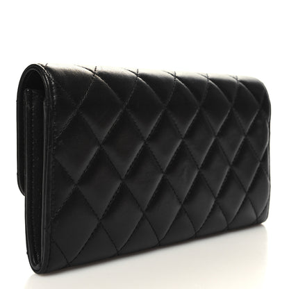 Chanel Lambskin Quilted Large Gusset Flap Wallet Black 3 of 10