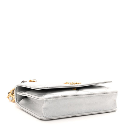 Chanel Metallic Goatskin Quilted Chanel 19 Wallet On Chain WOC Silver 4 of 14