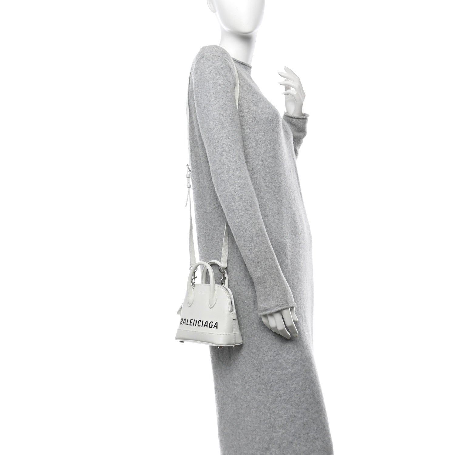 Balenciaga Grained Calfskin XXS Ville Top Handle Bag White Black 2 of 17