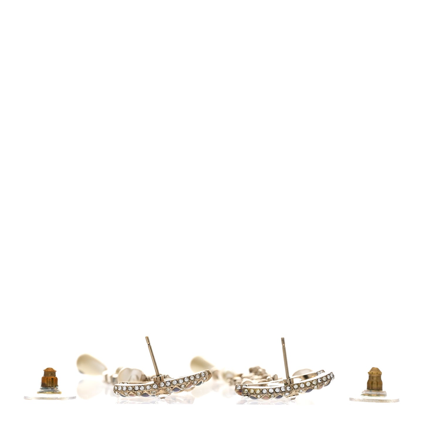 Crystal Pearl CC Chain Drop Earrings Multicolor