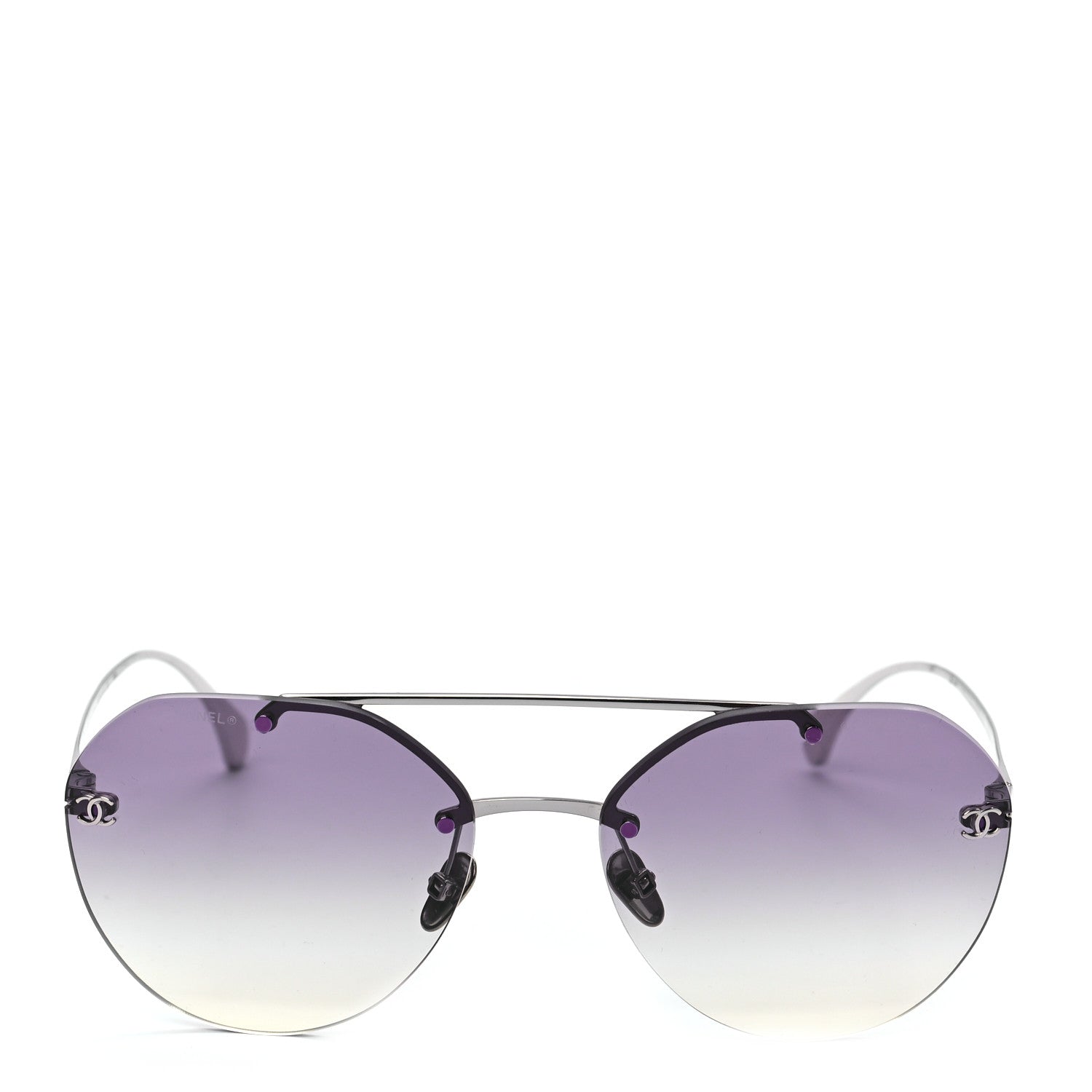 Chanel Titanium CC Pilot Aviator Sunglasses 4272-T Silver 2 of 7
