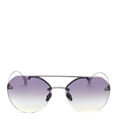 Chanel Titanium CC Pilot Aviator Sunglasses 4272-T Silver 2 of 7