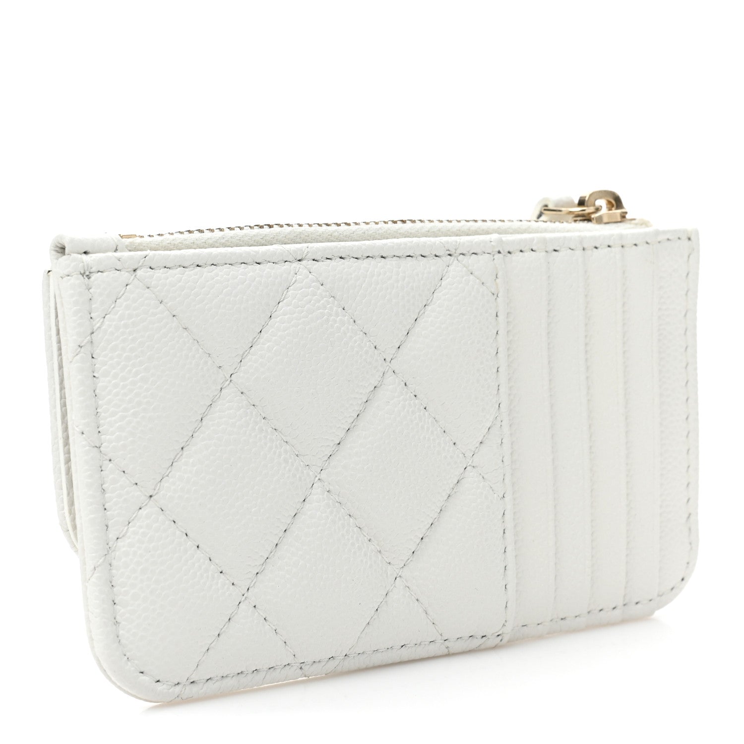 Chanel Caviar Quilted Flap Zip Card Holder White 3 of 11