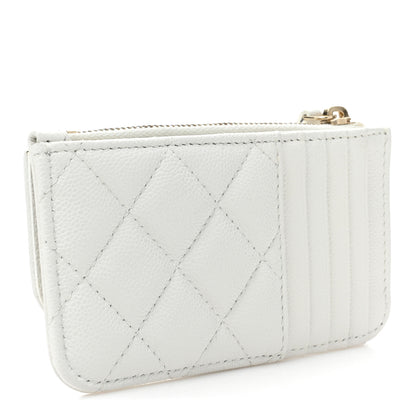 Chanel Caviar Quilted Flap Zip Card Holder White 3 of 11