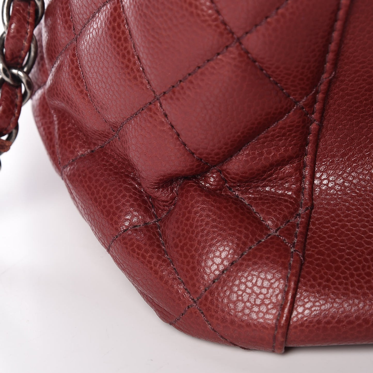 Caviar Quilted City Shopping Tote Dark Red