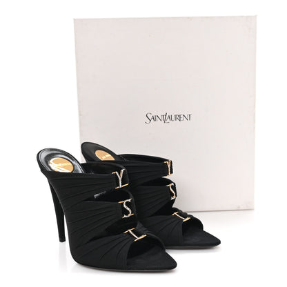 Saint Laurent Crepe Satin Crystal Emilie 110 Sandals 37 Black 10 of 10