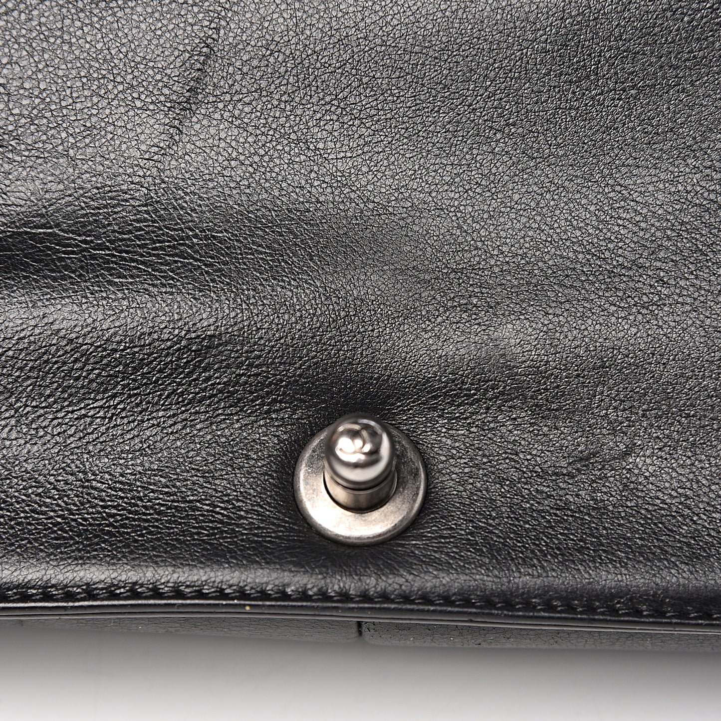 Calfskin Quilted Large Boy Flap Black