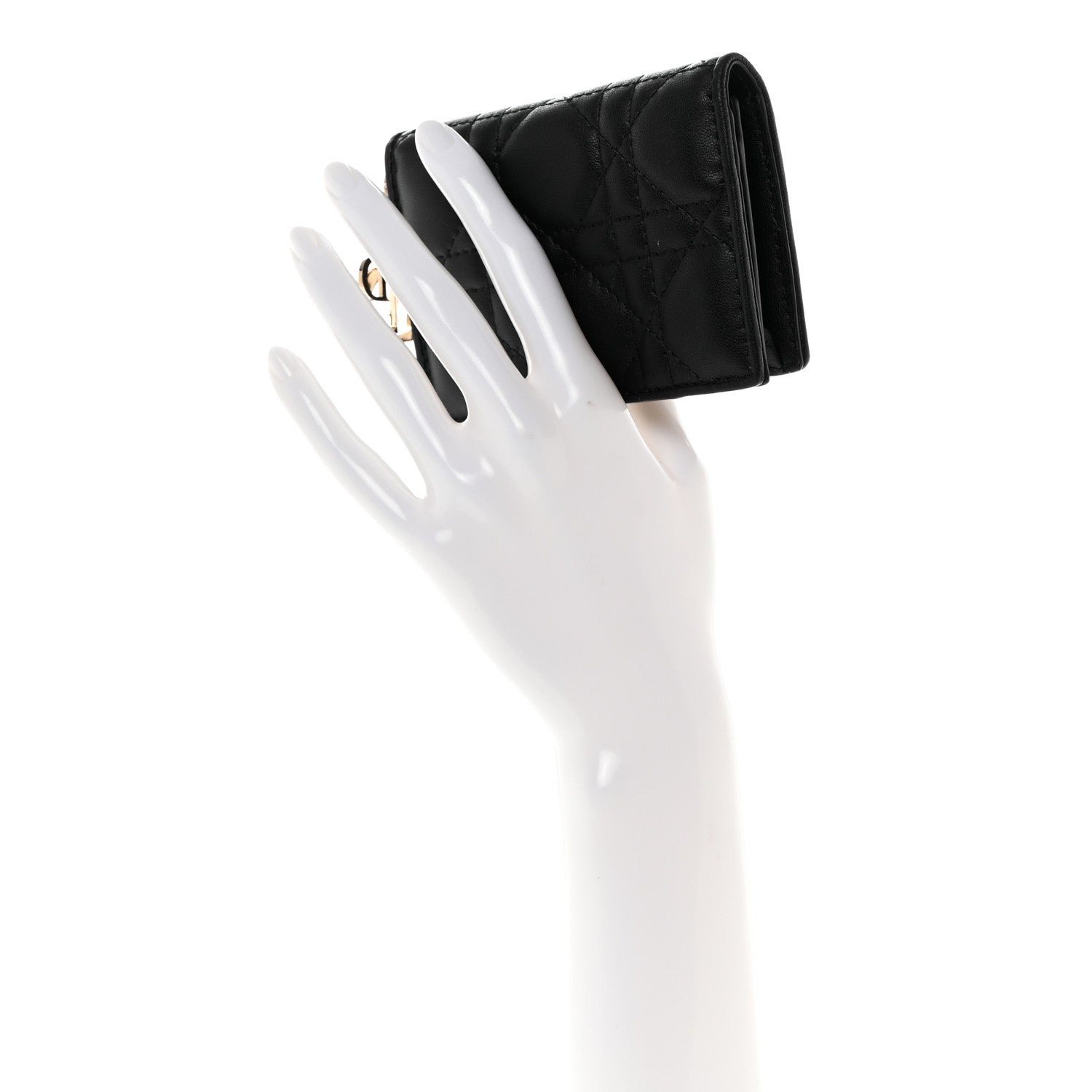 Christian Dior Lambskin Cannage Small Lady Dior Flap Card Holder Black 2 of 9