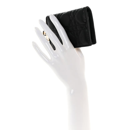 Christian Dior Lambskin Cannage Small Lady Dior Flap Card Holder Black 2 of 9