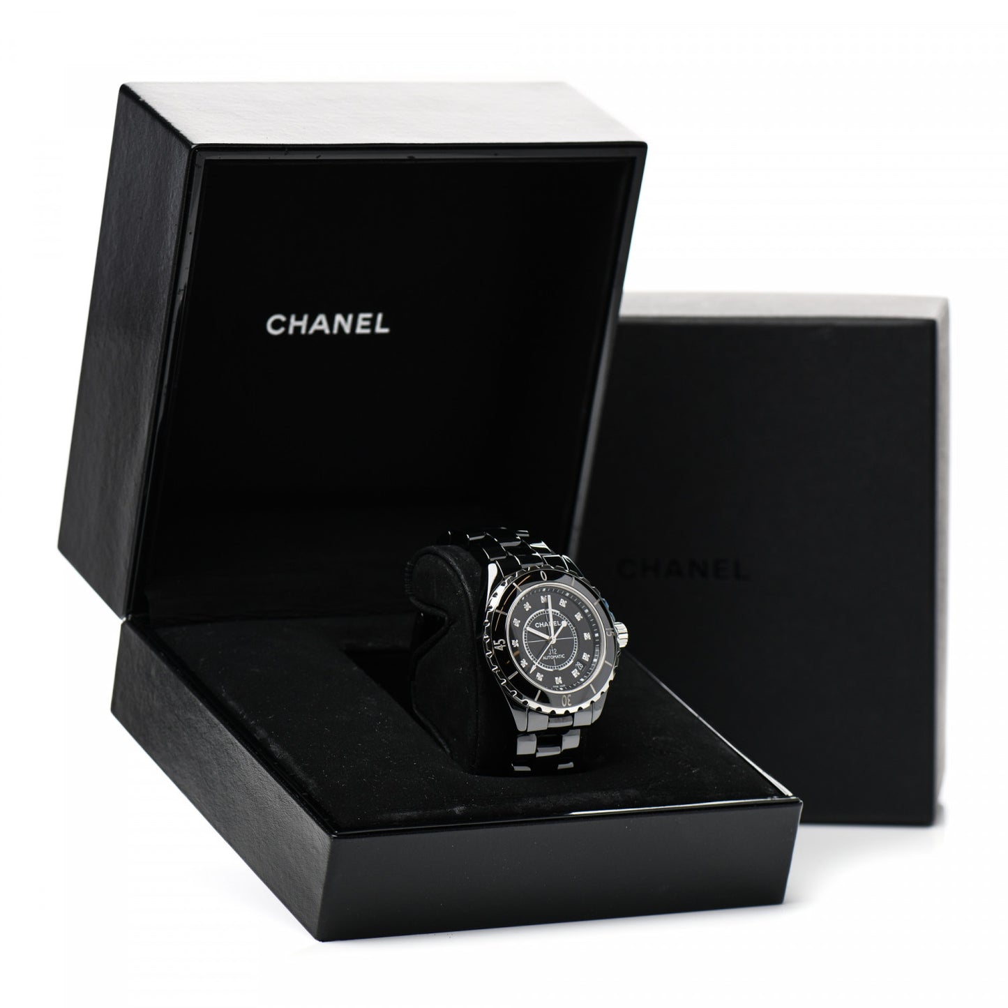 Stainless Steel Ceramic Diamond 38mm J12 Automatic Watch Black