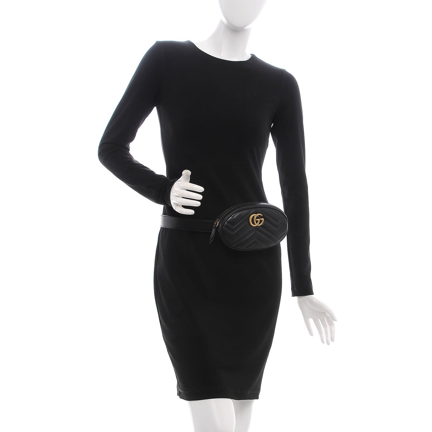 Calfskin Matelasse GG Marmont Belt Bag 85 34 Black