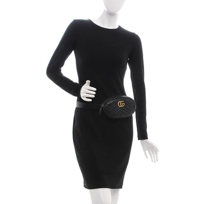 Gucci Calfskin Matelasse GG Marmont Belt Bag 85 34 Black 2 of 8