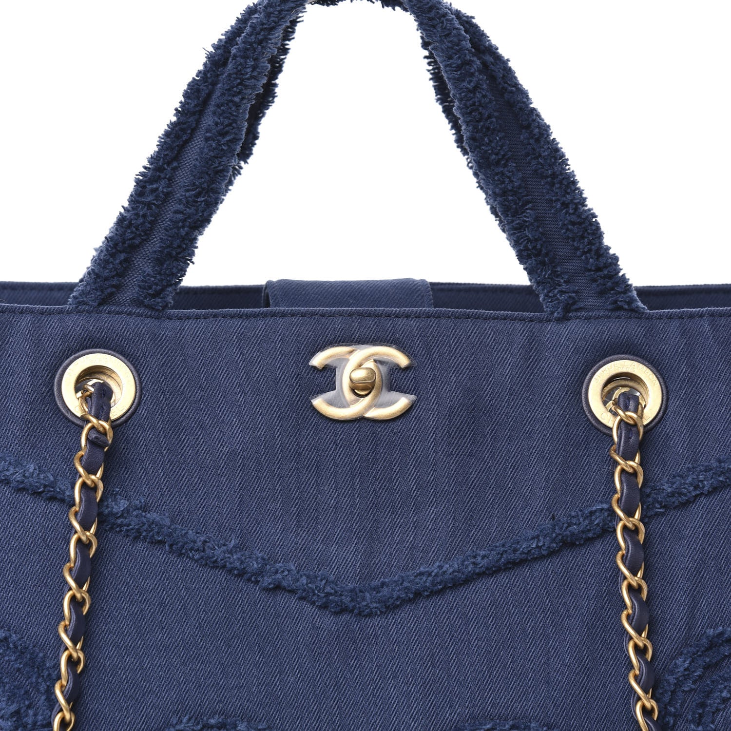 Chanel Denim Chevron Coco Tote Navy 9 of 9