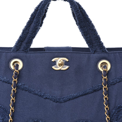 Chanel Denim Chevron Coco Tote Navy 9 of 9