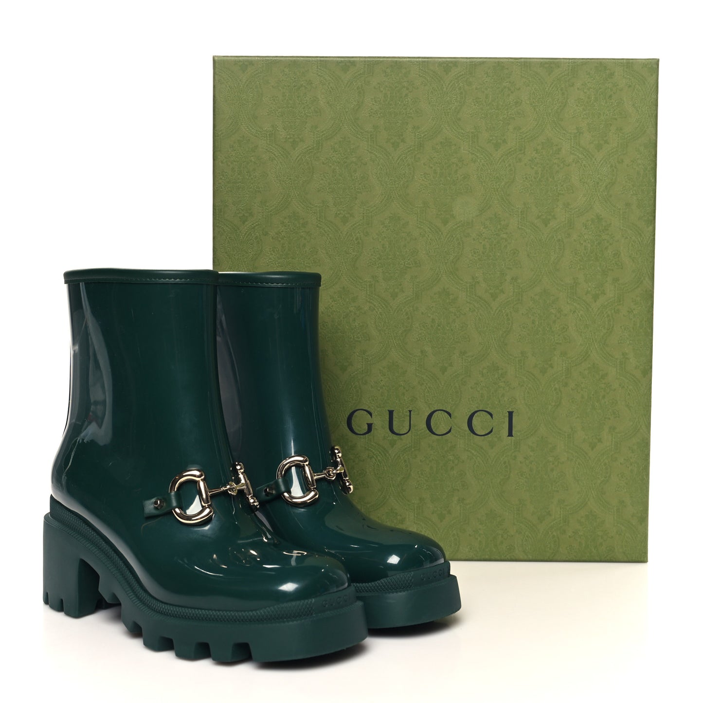 Rubber Womens Horsebit Ankle Boots 36 Vintage Green