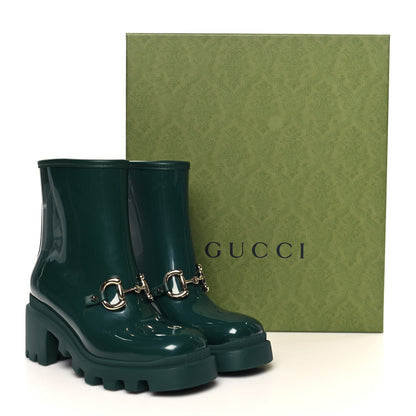 Gucci Rubber Womens Horsebit Ankle Boots 36 Vintage Green 9 of 9