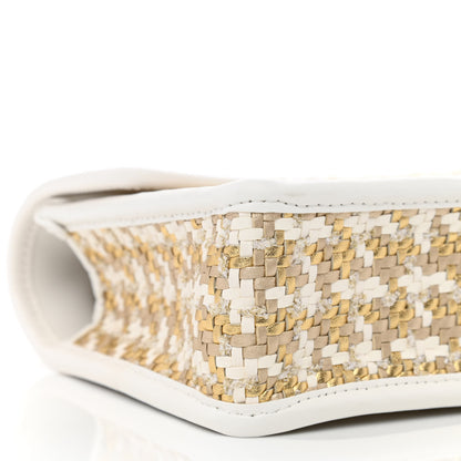 Chanel Metallic Lambskin Viscose Woven Flap Gold White 9 of 11