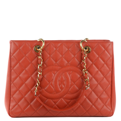Chanel Caviar Quilted Grand Shopping Tote GST Red 1 of 7