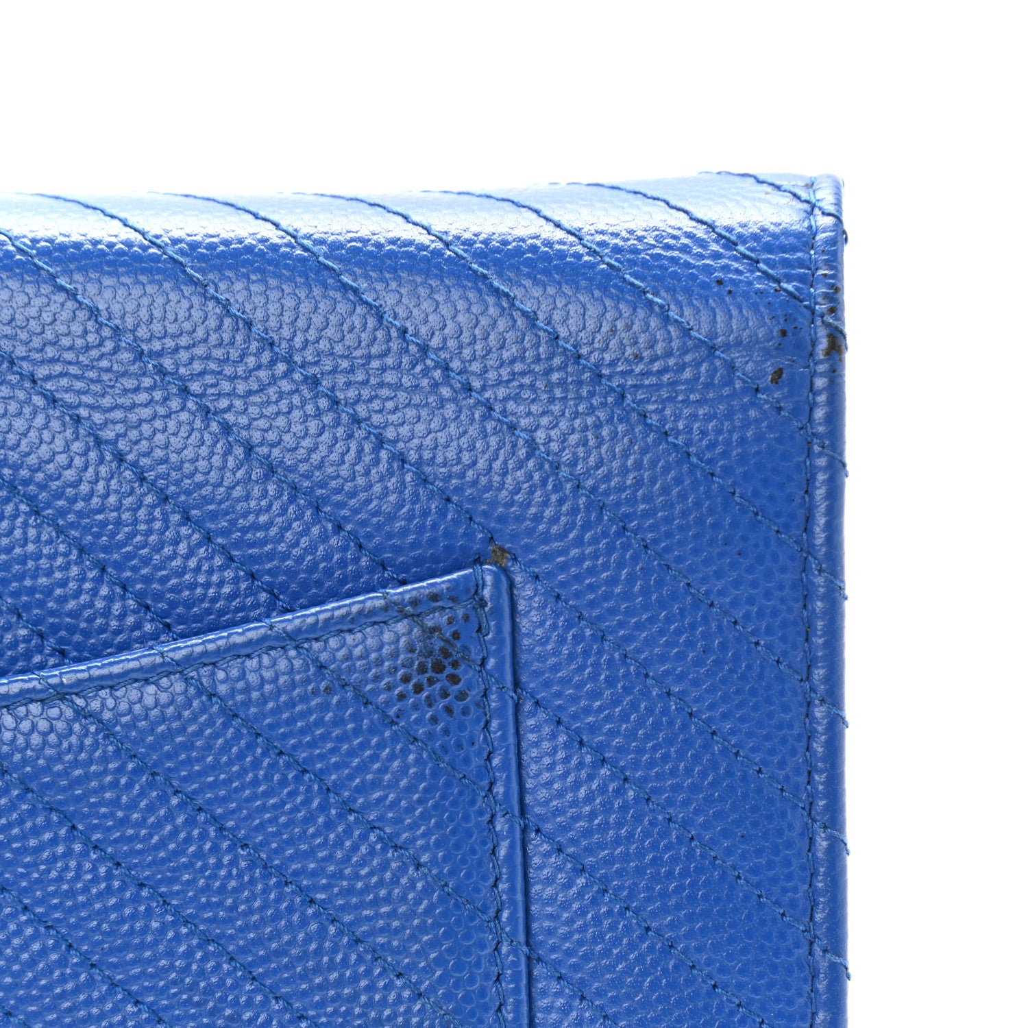 Chanel Caviar Chevron Quilted Wallet On Chain WOC Bright Blue 13 of 14