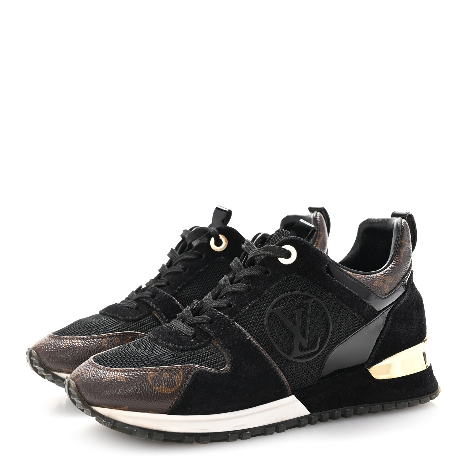 Louis Vuitton Suede Monogram Run Away Sneakers 36 Black 4 of 9