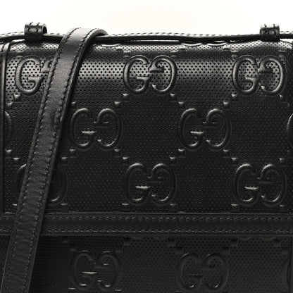 Gucci Calfskin GG Tennis Embossed Messenger Bag Black 8 of 11