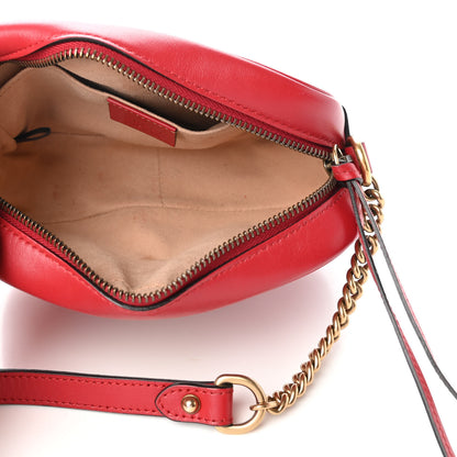 Gucci Calfskin Matelasse Mini GG Marmont Chain Shoulder Bag Hibiscus Red 4 of 4