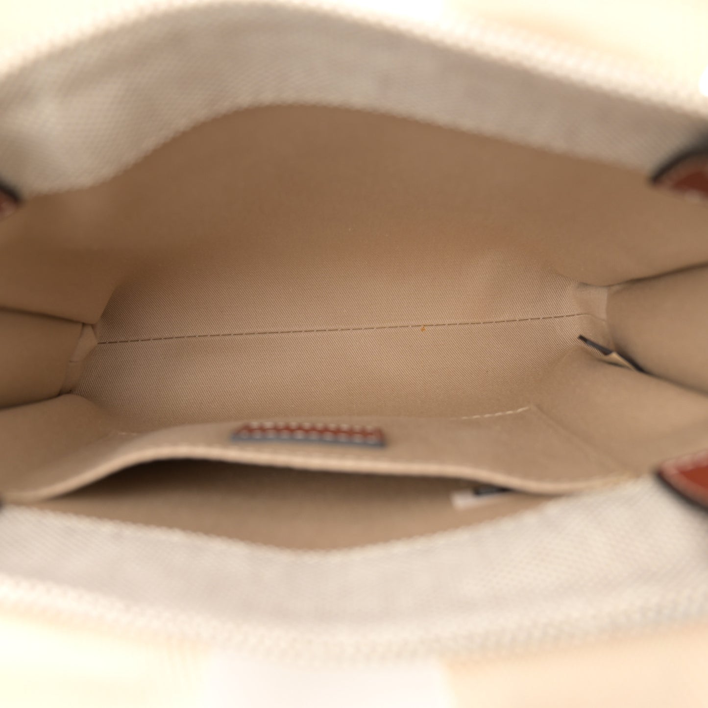Cotton Calfskin Small Woody Ribbon Tote White Brown